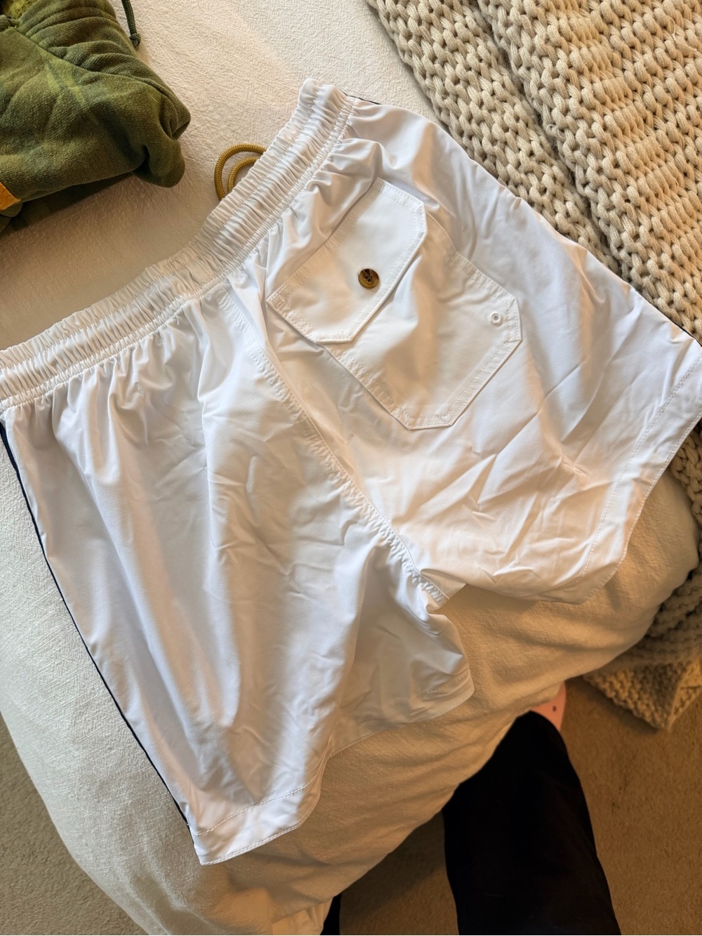 MEN'S 5 STRIPE FLEX SHORTS - WHITE - Picture 4 of 4